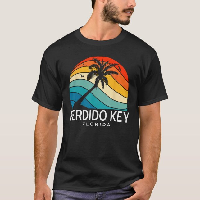 Perdido Key Florida Tropical Beach Palm Tree Souve T Shirt (Framsida)