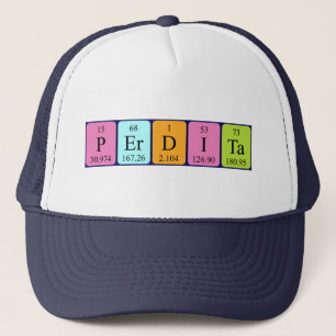 Perdita Periodisk hatt bord namn Keps