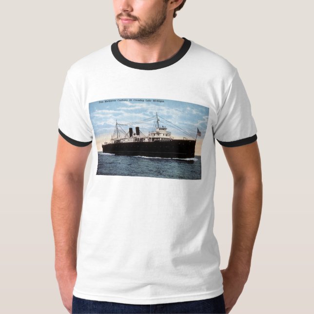 Pere Marquette bilfärja 21 korsa Lake Michigan Tee Shirt (Framsida)