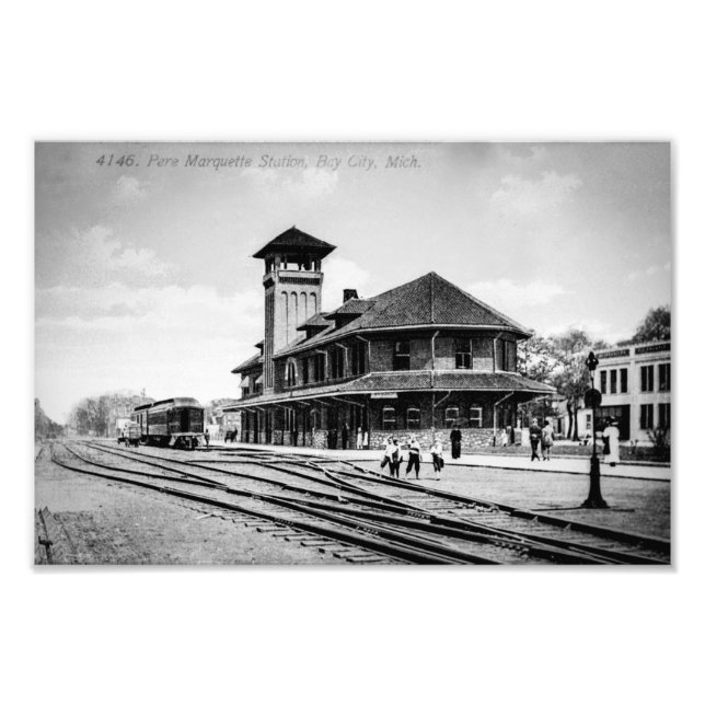 Pere Marquette Railroad depot, Bay City, MI Fototryck (Framsidan)