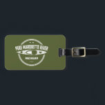 Pere Marquette River Michigan Kayaking Bagagebricka<br><div class="desc">Pere Marquette-Vilden och floden Scenia förfaller västerut från Sjö County Michigan,  genom samhällena Baldwin,  Gren,  Walhalla,  Custer,  Scottville och Ludington,  och rinner slutligen ut i Sjö Michigan.</div>