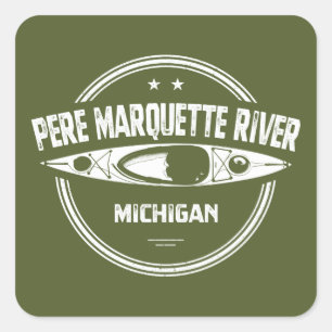 Pere Marquette River Michigan Kayaking Fyrkantigt Klistermärke