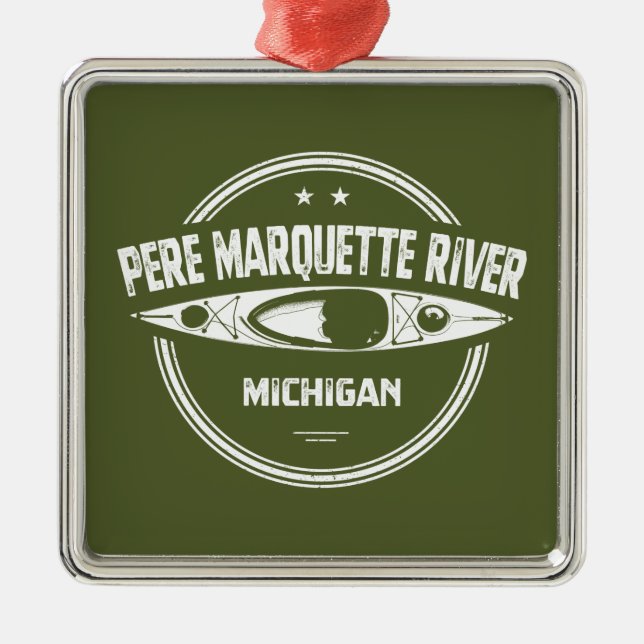 Pere Marquette River Michigan Kayaking Julgransprydnad Metall (Framsidan)