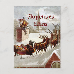 Père Noël avec traîneau et renne cartes postales Vykort