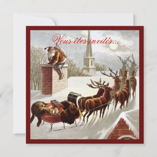 Père Noël avec traîneau et renne Investigations Inbjudningar (Framsida)