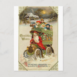 Père Noël buss et enfants Vykort