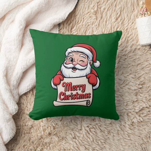 Père Noël Clin d'Œil 🎅 "Merry Christmas" Kudde (Filt)