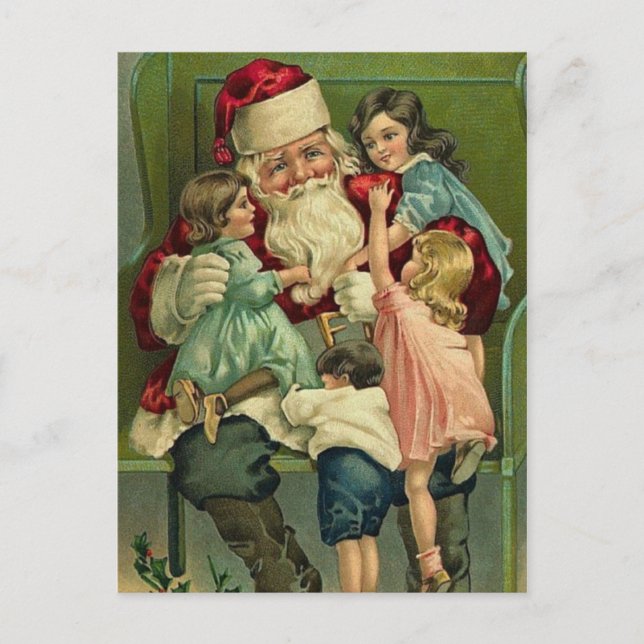 Père Noël et enfants Vykort (Framsida)