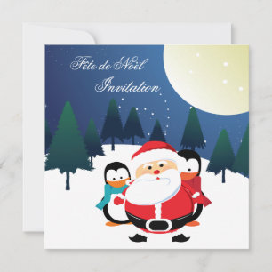 Père Noël et Manchot Fête de Noël Inbjudningar