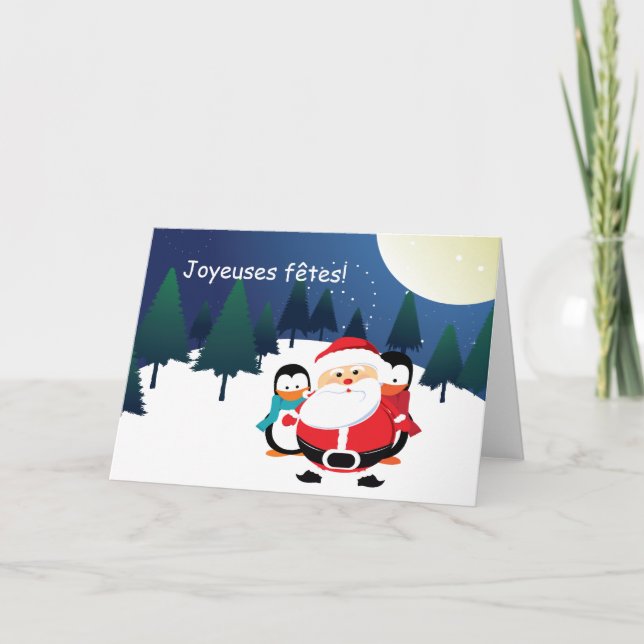 Père Noël et Manchot jultomtencartes Helgkort (Framsida)