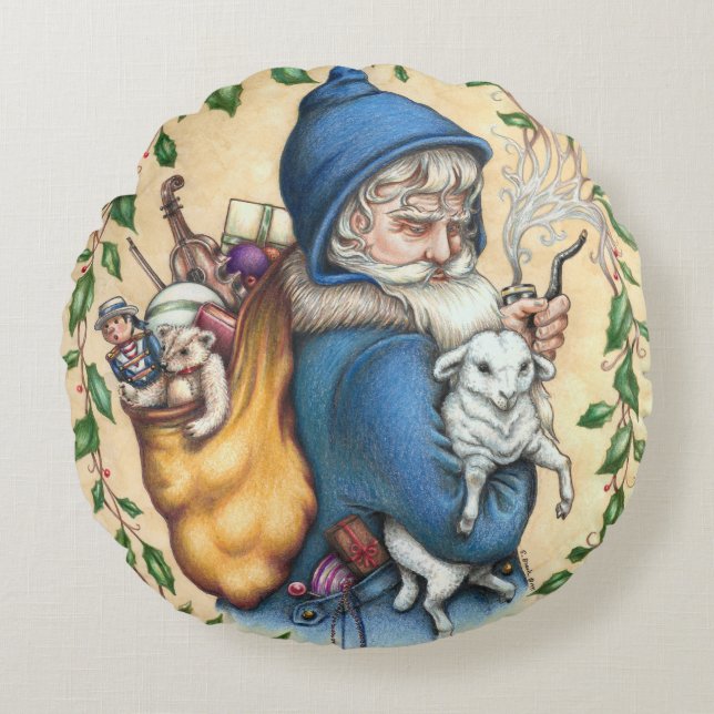 Pere Noel PAPPA JUL Round DEKORATIV KUDDE (Framsidan)