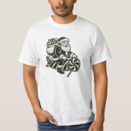 Père Noël rétro sur fusée sucre d’orge stylisée. T Shirt
