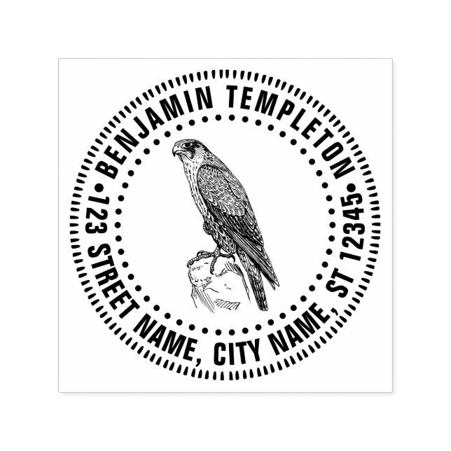 Peregrine Falcon Bird of Be Namn Returadress Självfärgande Stämpel (Design)