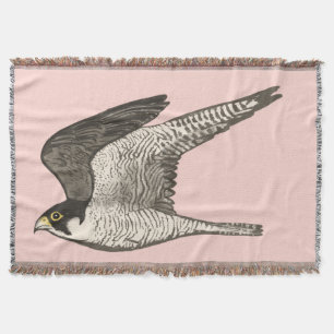 Peregrine Falcon Färgpenna Art på rosa Filt