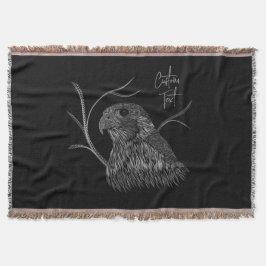 Peregrine Falcon i Träd Grenar med handskrift Filt