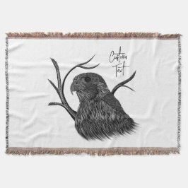 Peregrine Falcon i Träd Grenar med handskrift Filt