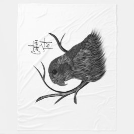 Peregrine Falcon i Träd Grenar med handskrift Fleecefilt