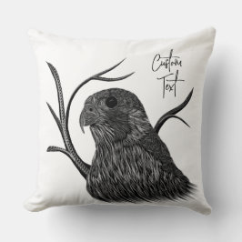 Peregrine Falcon i Träd Grenar med handskrift Kudde