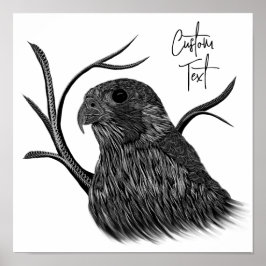 Peregrine Falcon i Träd Grenar med handskrift Poster