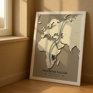Peregrine Falcon Migration Karta - minimalistisk Poster