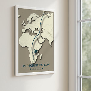 Peregrine Falcon Migration Karta - minimalistisk Poster