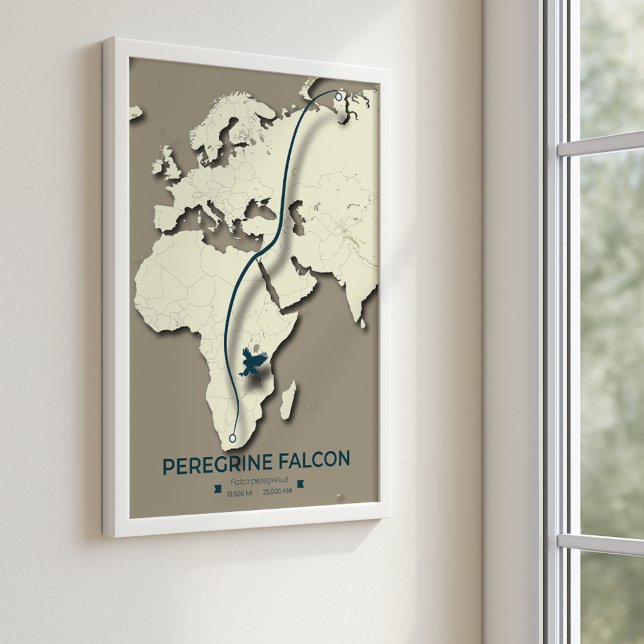 Peregrine Falcon Migration Karta - minimalistisk Poster (Skapare uppladdad)