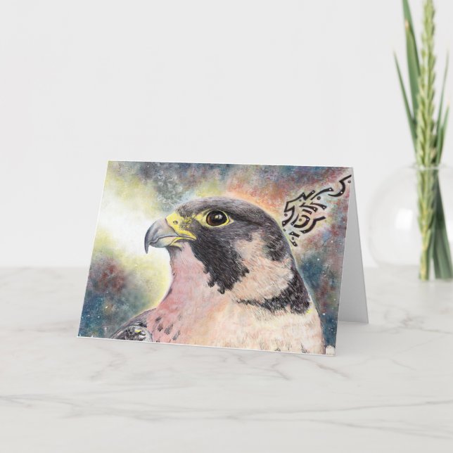 Peregrine falkhälsningkort kort (Framsida)