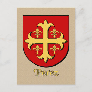 Perez Family Heraldic Shield Vykort