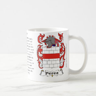 Perez, ursprung, det menande och vapenskölden kaffemugg