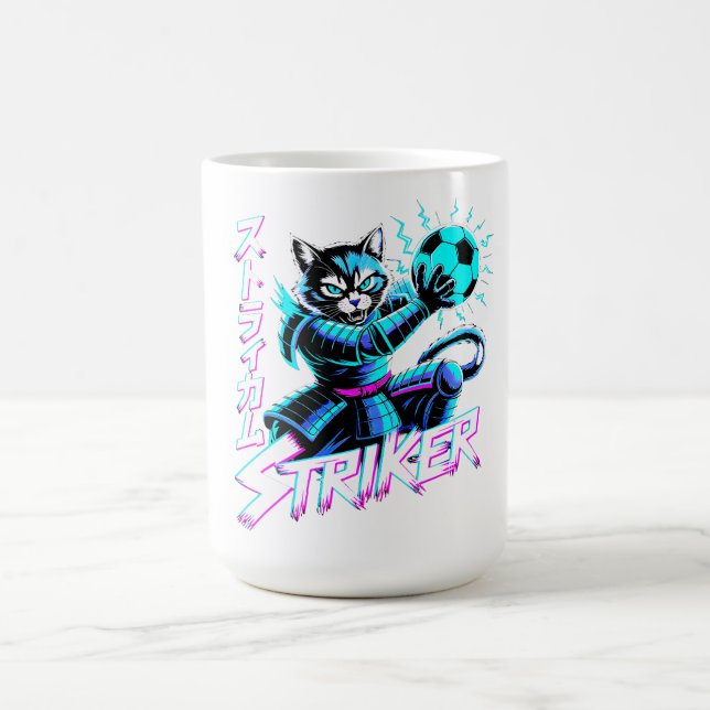 Perfect Anime Gamer Gift for Soccer Fans & Cat Lov Kaffemugg (Center)
