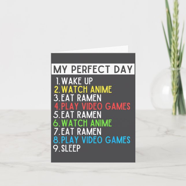 Perfect Day Anime Gaming Ramen Lover Funny Eat Sle Kort (Framsida)
