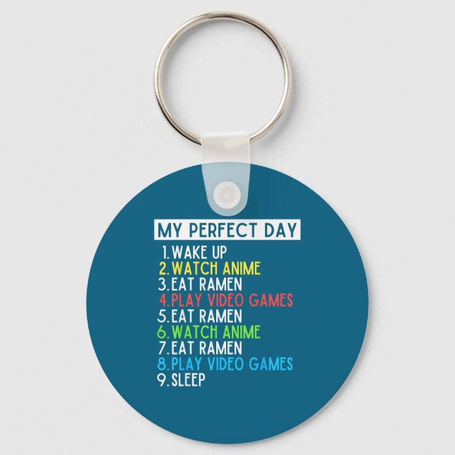Perfect Day Anime Gaming Ramen Lover Funny Eat Sle Nyckelring (Framsida)