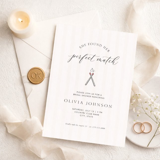 Perfect Match Elegant Modern Stripe Bridal Shower Inbjudningar (Skapare uppladdad)