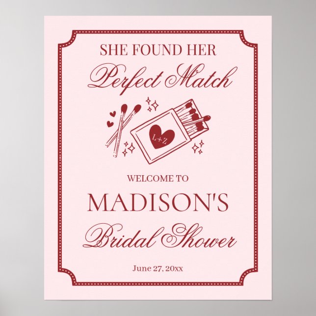 Perfect Match Made in Heaven Bridal Shower Welcome Poster (Framsidan)