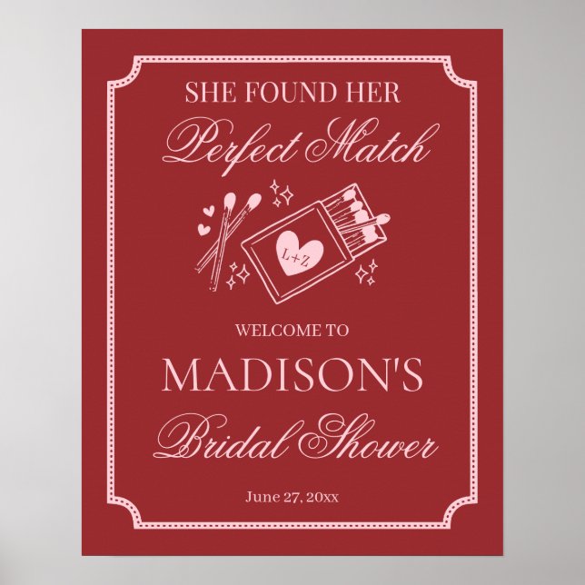 Perfect Match Made in Heaven Bridal Shower Welcome Poster (Framsidan)