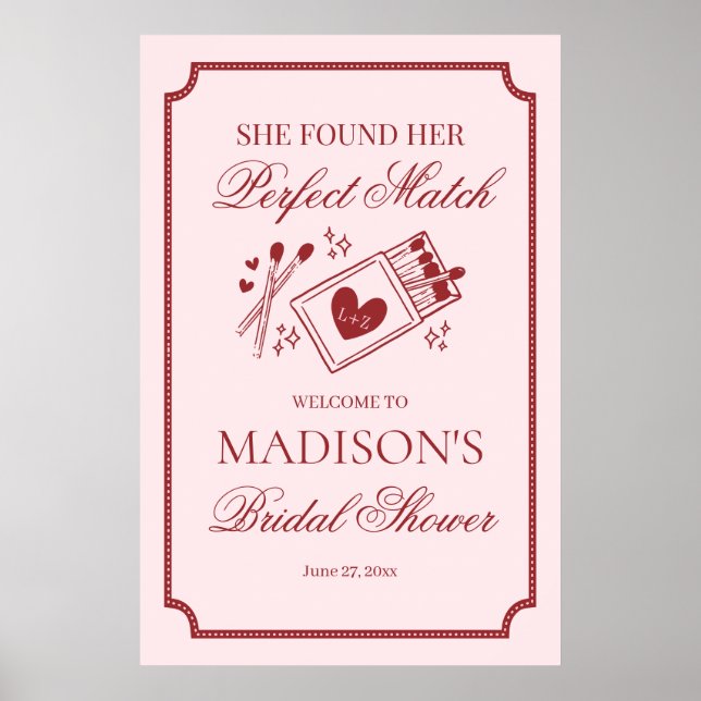 Perfect Match Made in Heaven Bridal Shower Welcome Poster (Framsidan)