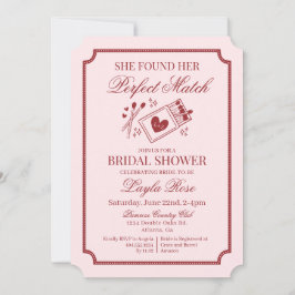 Perfect Match Made in Heaven Pink Bridal Shower Inbjudningar