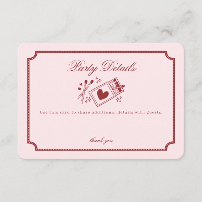 Perfect Match Made in Heaven Pink Party Details Tilläggskort (Framsida)