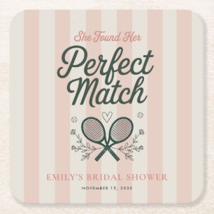 Perfect Match Social Club Tennis Bröllopsdusch Underlägg Papper Kvadrat