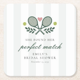 Perfect Match Tennis Bröllopsfest Underlägg Papper Kvadrat