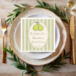 Perfect pair sage green stripe pear bridal shower pappersservett