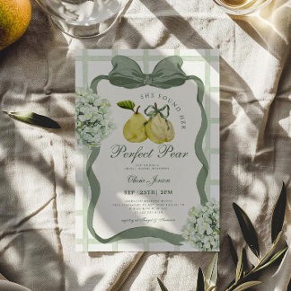 Perfect Pear Pair Sage Green Bridal Shower Inbjudningar