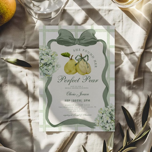 Perfect Pear Pair Sage Green Bridal Shower Inbjudningar (Skapare uppladdad)