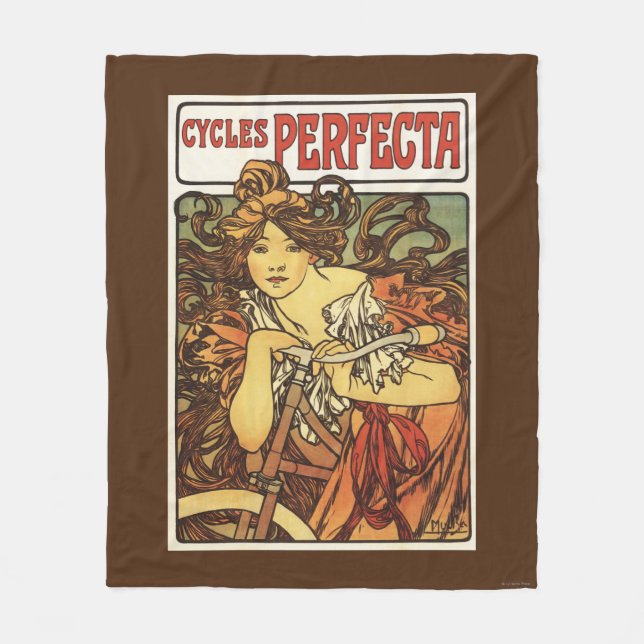 Perfecta Bicycles with Woman Advertistisch Poste Fleecefilt (Framsidan)