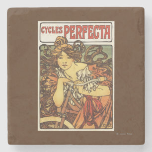 Perfecta Bicycles with Woman Advertistisch Poste Underlägg Sten