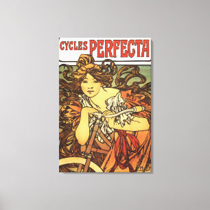 Perfecta Bicycles with Woman Advertistitiste Canvastryck