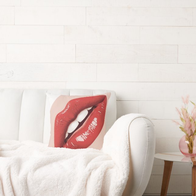 Perfectly Beautiful Lips on a Valentines Day  Kudde (Soffa)