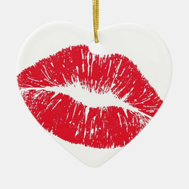 Perfectly Beautiful Lips on a Valentines Day Tree  Julgransprydnad Keramik (Framsidan)