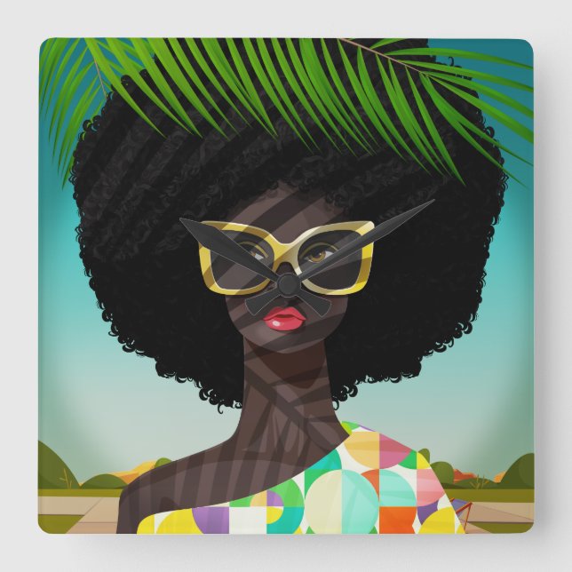 Perfectly Palm Springs Fyrkantig Klocka (Framsida)