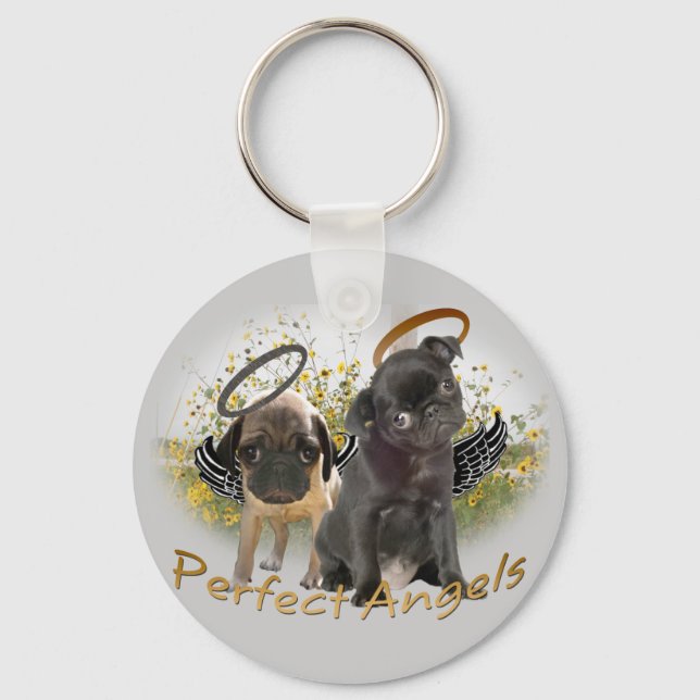 Perfekt Angel Pugs Nyckelring (Framsida)